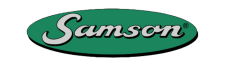 logo Samson gris sur fond vert